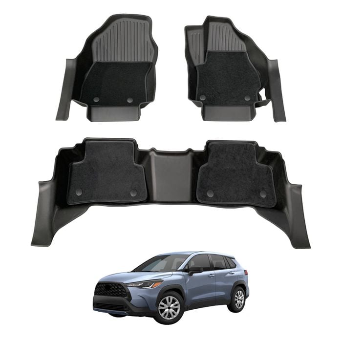 AUSGO Double-Layer Car Floor Mats for Toyota Corolla Cross 2022-Onwards All-Weather Floor Liners