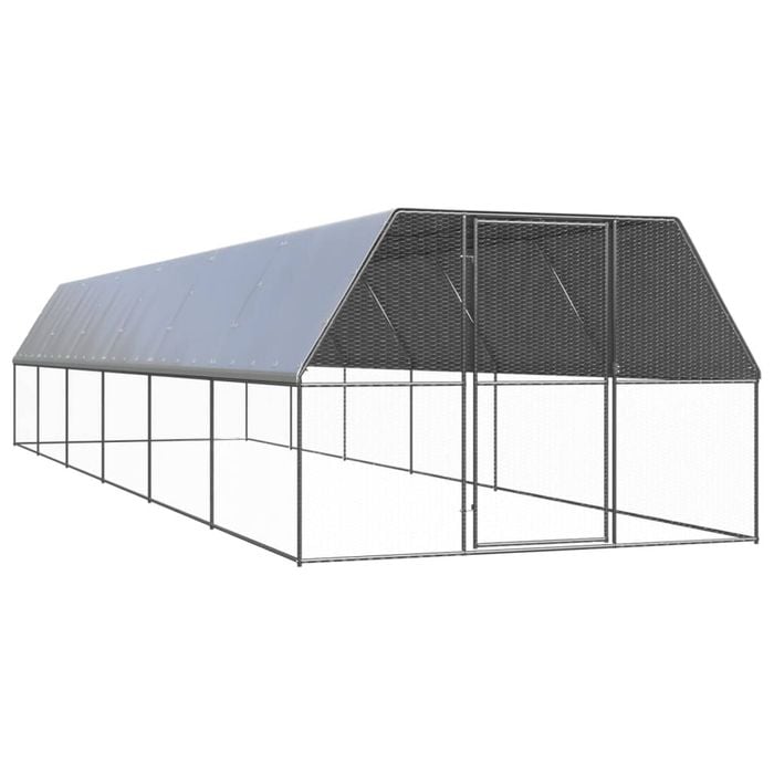 vidaXL Outdoor Chicken Cage Galvanised Steel Chicken Coop Supply Hen House Run
