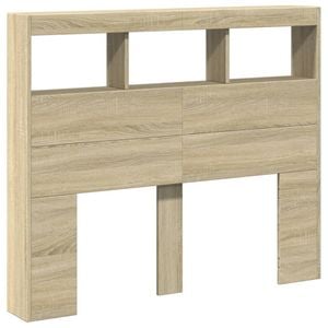 vidaXL Headboard Cabinet with LED Bed Cabinet Header Backboard Sonoma Oak 120 cm