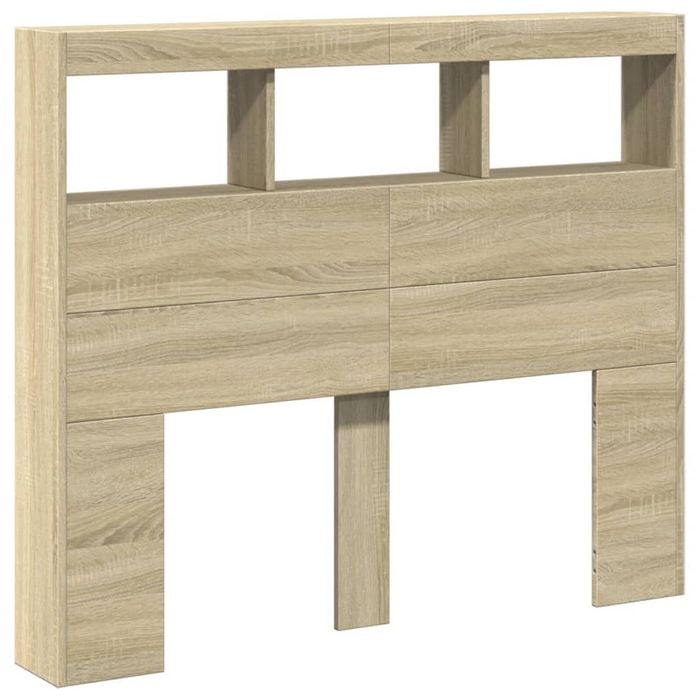 vidaXL Headboard Cabinet with LED Bed Cabinet Header Backboard Sonoma Oak 120 cm