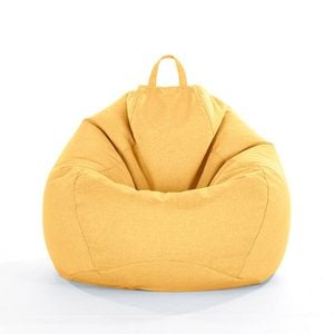 Catzon Bean Bag Chair Cover (No Filler) Linen Washable-Yellow(M)