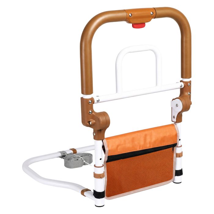 Levede Bed Rail Foldable 2 Handle Adjustable Height Non-Slip Grip Orange