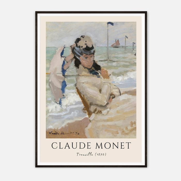 Galrie Claude Monet's Trouville Art Print Classic Impressionist Beach Scene Home Decor, Black Frame, A4 21 x 30cm (8 x 12inch)
