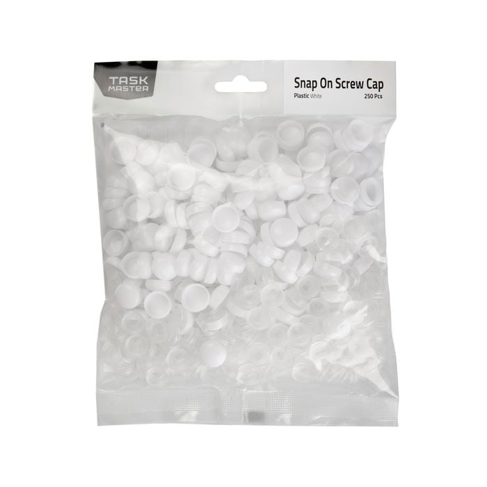 Taskmaster 6 - 8g White Snap On Screw Caps - 250 Pack - 6-8g
