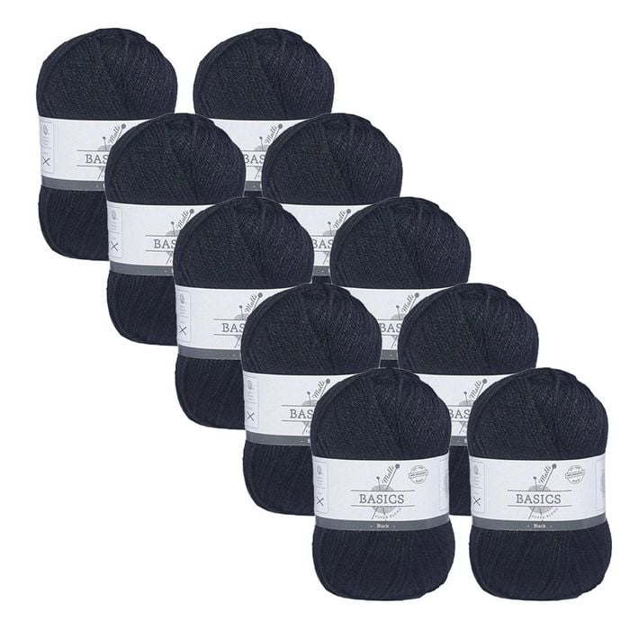 10x Malli Black Blend Basic 100g Knitting/crochet Craft Yarn Acrylic/poly