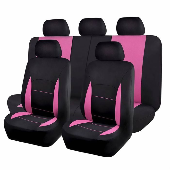 Catzon Car Seat Covers Full Set Polyester Seat Fit For Most Suvs Pickup Trucks-pink