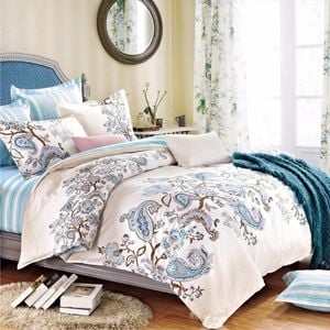 Luxor Single Cotton Blue Paisley Design Quilt Cover Set