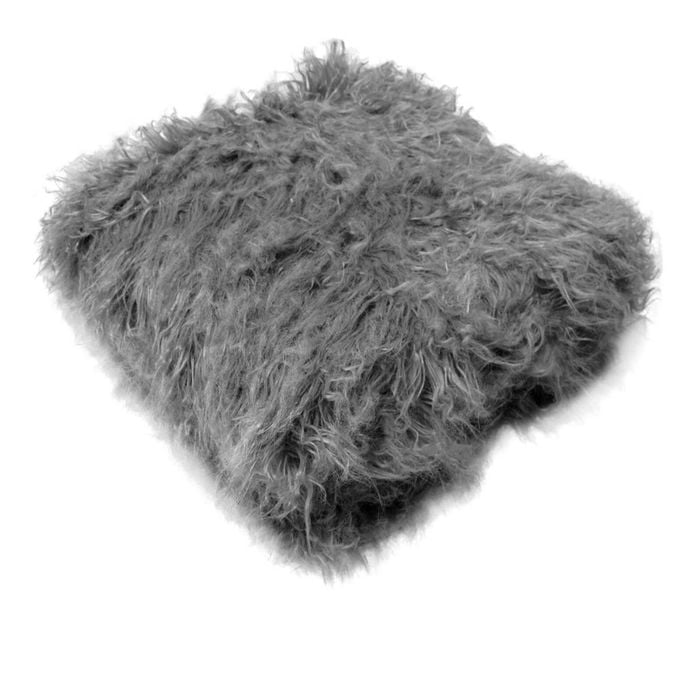 Maya Curly Long Hair Faux Fur Throw Rug 127 x 152 cm Dark Grey