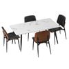 Oikiture 5PCS  Dining Set 120cm Rectangle Dining Table with  Dining Chairs PU Black