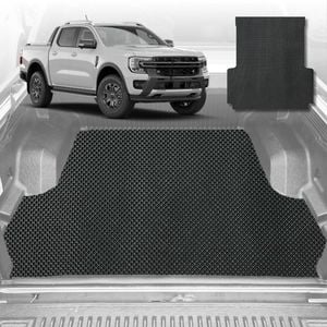 6D Diamond Ute Tub Mat for Ford Ranger (PX3 Dual Cab Ute) 2018-2022 (with plastic tub liner)-Black-Outback GT