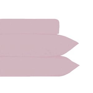Plain Dyed Polyester Cotton Fitted Combo Set Dusty Pink Double