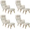 Oikiture 4x 360 Swivel Recliner Armchair Lounge Ottoman Chair With Stool Beige