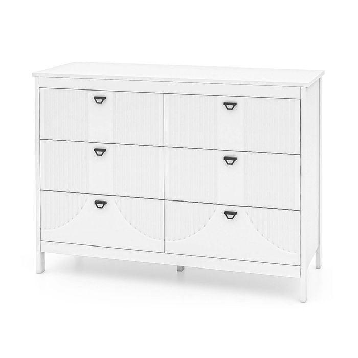 Costway 6-drawer Dresser Chest Of Drawers Buffet Sideboard Kitchen Cupboard White
