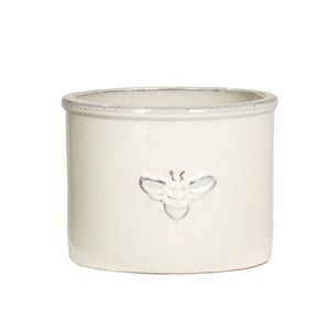 Northcote Pottery 32 x 25cm White Glazed Bee Terracotta Planter