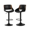 Oikiture 2x Bar Stools Swivel Gas Lift Stool Leather Black