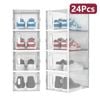 Advwin 24Pcs Clear Shoe Storage Case Display Box Stackable Sneaker Rack Aromatic White