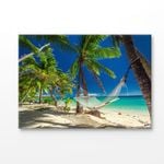 Hammock Near Fiji Island Beach Print 100% Australian Made 180x120cm (Stretched Canvas)
