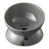 Raised Cat Food Bowl, Ceramic Elevated Cat Bowl, Title Angle Protect Cat's Spine, Anti Vomiting Cat Dish, Grey