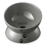 Raised Cat Food Bowl, Ceramic Elevated Cat Bowl, Title Angle Protect Cat's Spine, Anti Vomiting Cat Dish, Grey