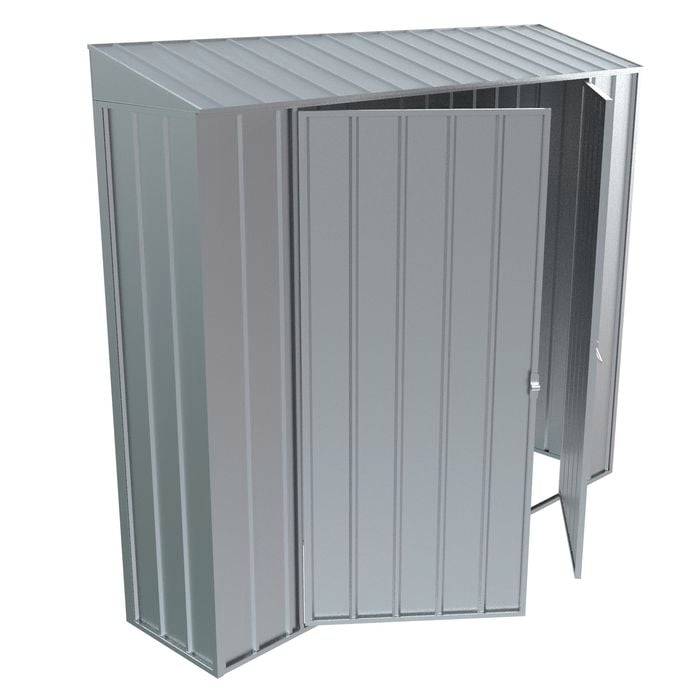 Build-a-Shed 0.4 x 2.3 x 2.0m Zinc Skillion Double Hinged Door Garden Locker - Zinc