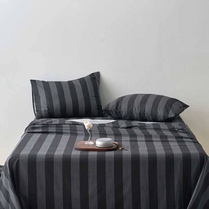 Black Stripe 100% Cotton Bedding Sheet Set - King Size