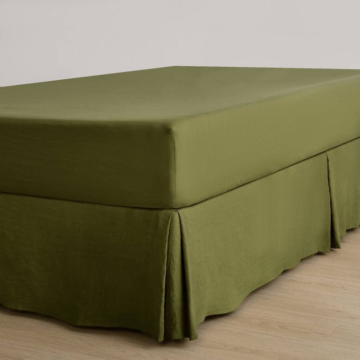 Dreamaker Superfine Washed Microfibre Pleated Valance Olive Single Bed