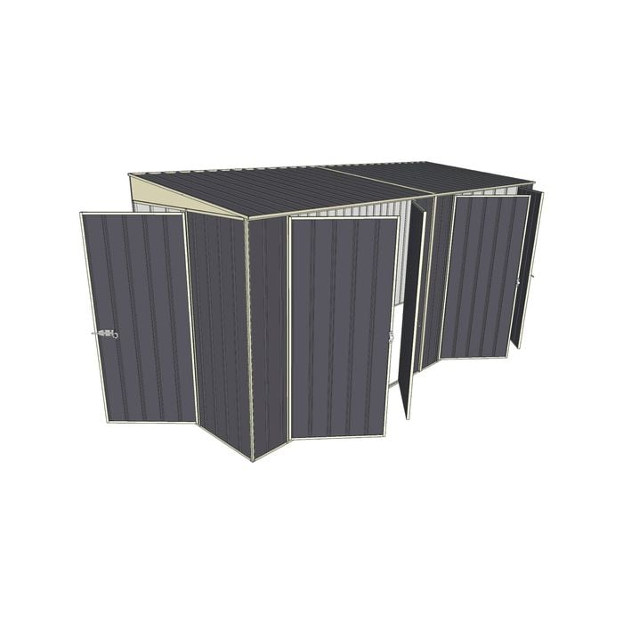 Build-a-Shed 1.5 x 4.5 x 2.0m Skillion Double Plus Double Hinged Side Doors Shed - Grey