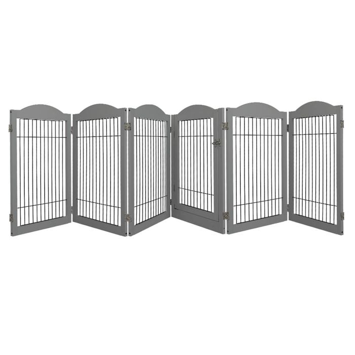 Pawz 6-Panel Indoor/Outdoor Pet Playpen with Door Grey