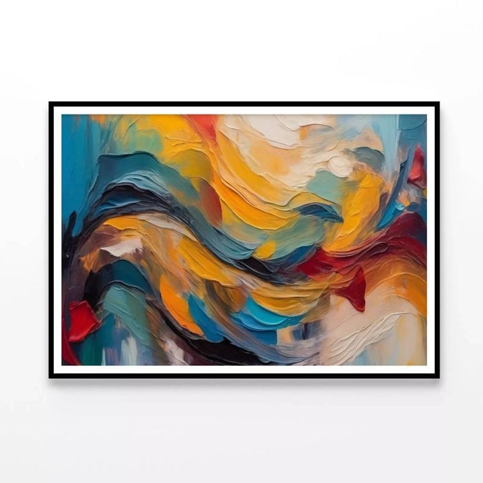 Blue White Yellow Wall Art  Print 100% Australian Made 90x60cm  (poster)