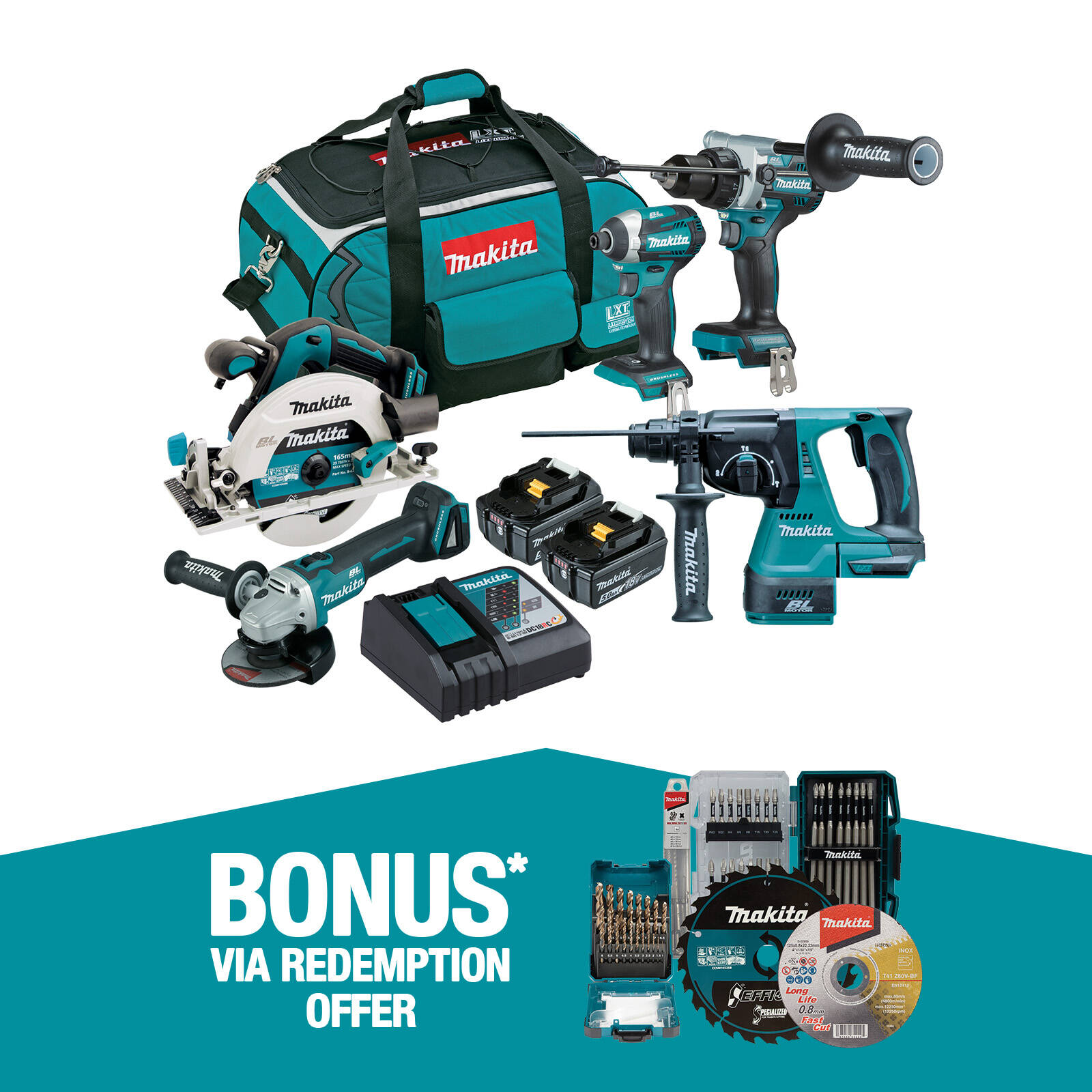 Makita Brushless 5 Piece Combo Kit DLX5062TX1 product image