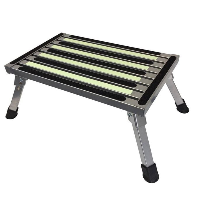 Aluminium Folding Caravan Step Portable With Glow In The Dark Luminescent Strips