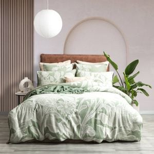 Renee Taylor Bentley Cotton Jacquard King Quilt Cover Set Sage Green