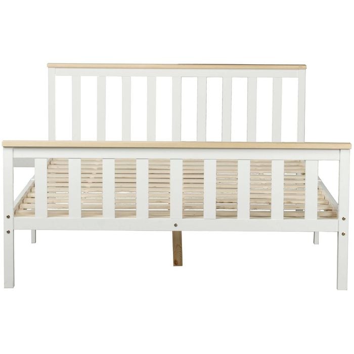 Glebe Pine Wood Queen Bed Frame - White