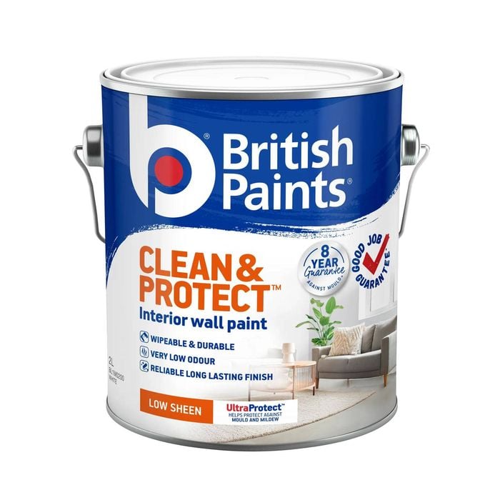 British Paints Clean And Protect White Low Sheen - 2L
