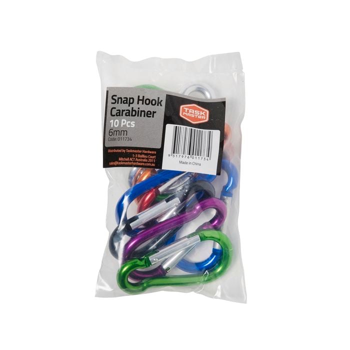 Taskmaster 6mm Snap Hook Carabiner - 10 Pack