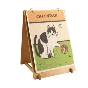 Playful Tuxedo Cat Calendar-Style Scratcher Board