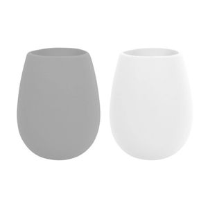 2pc Avanti Silicone Stemless Tumbler Glassware Set Grey/White 350ml