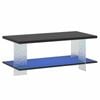 Ufurniture LED Coffee Table, 2-Tier Side Tea Table with Water Ripple Acrylic Panel Support, Modern Center Table Black