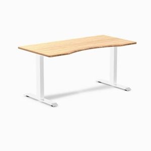 Desky Fixed Height Bamboo Ergo Edge Desk 150x75cm White Leg