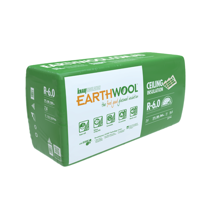 Earthwool R6.0 275 x 580 x 1160mm 7.40m² Insulation Ceiling Batt - 11 Pack