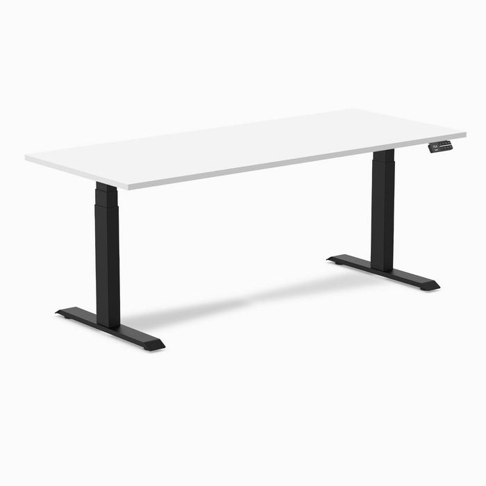 Desky Dual Melamine Sit Stand Desk Matte Black Frame 180cm
