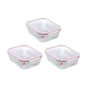 3PK Lemon and Lime Yorkshire Glass Rectangle Clip Seal Container 2.3L Food Safe