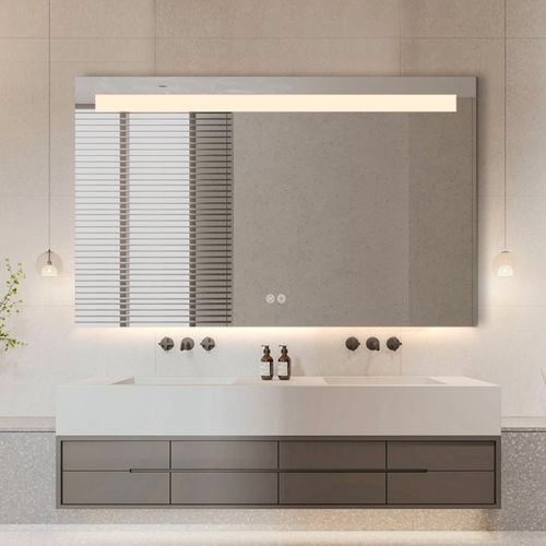 Best World 75 x 120 Frameless Rectangular Top Strip LED Mirror Frosted Frontlit