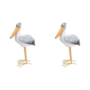 2PK LVD Standing Pelican Resin Figurine Home Decor 18cm