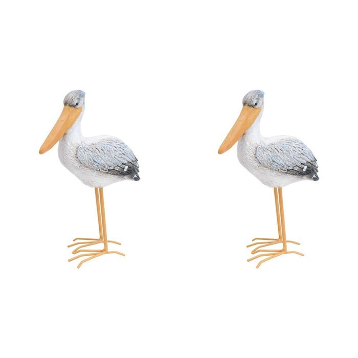 2PK LVD Standing Pelican Resin Figurine Home Decor 18cm
