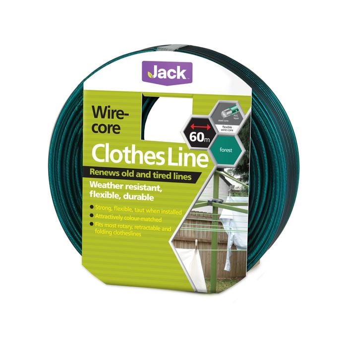Jack 4mm x 60m Forest Green Wire Core Clothesline