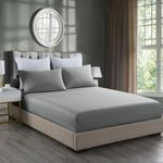 Royal Comfort 2000TC 3 Piece Fitted Sheet and Pillowcase Set King Mid Grey