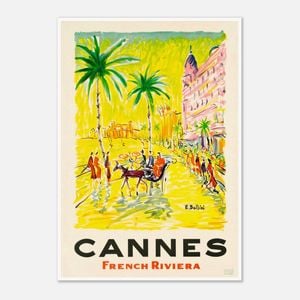 Galrie Cannes Vintage Travel Poster: Explore the Glamour of French Riviera Art Print, Poster Only, A2 42 x 60cm (16 x 24inch)