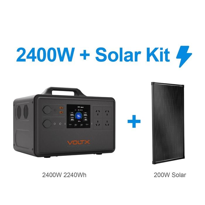 Voltx 2400w Power Station + 200w Solar Panel Bundle – Fast Solar Charging For Home Backup & Outdoor Use