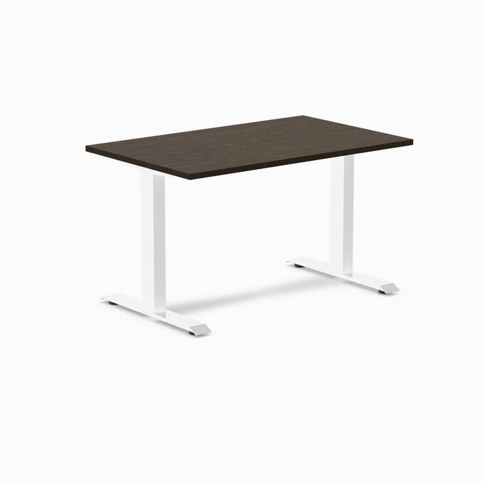 Desky Fixed Height Dark Bamboo Desk 120x75cm White Leg